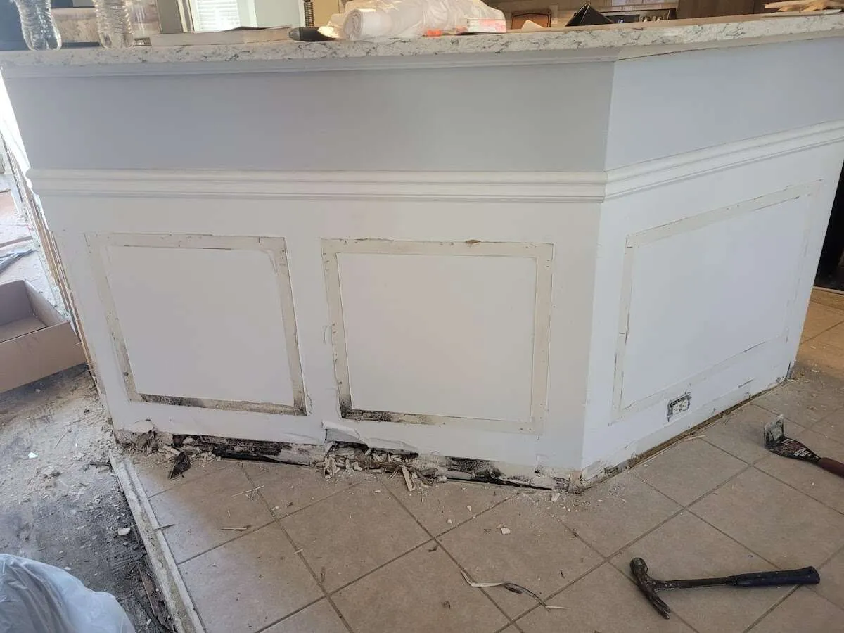 Water damage and mold on kitchen during Storm Damage Restoration in Chamblee